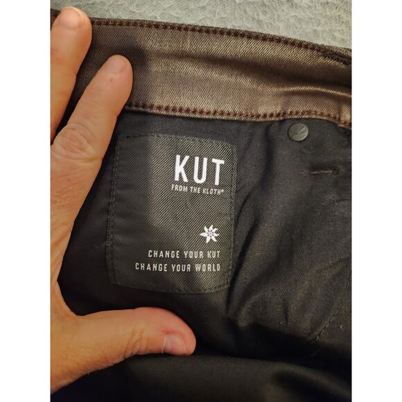 Kut from Kloth Rachel Fab Ab Mom Jean High Rise Button Fly Faux Leather 14W NWT - Picture 10 of 14